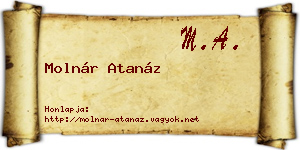 Molnár Atanáz névjegykártya